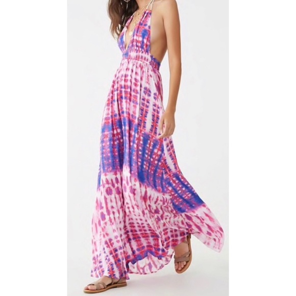 Forever 21 Tie Dye Halter Maxi Dress - Picture 3 of 8